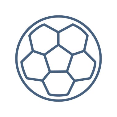 Futbol topu ikonu. Futbol topunun basit bir çizgisi çizimi, spor ve eğlence tasarımları için ideal..