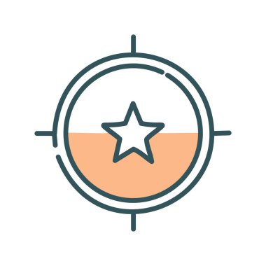 Hedef yıldız ikonu. Hedefin merkezinde yıldız, başarıyı, hırsı ve başarıyı temsil ediyor..