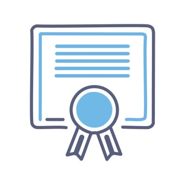 Onaylanmış belge simgesi. Mühürlü sertifikalı bir belgenin el çizimi.