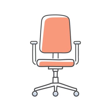 Ofis sandalyesi çizimi. Pembe ofis sandalyesinin el çizimi, iş yeri veya iş tasarımları için mükemmel..