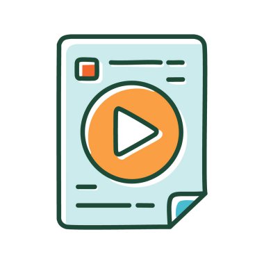 Düğme belgesini çal. Merkezinde video içeriğinin önemini sembolize eden büyük bir çalma düğmesi olan bir belge.