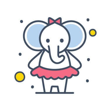 Balerin etekli şirin bir fil. Pembe tütü giyip fiyonk takan sevimli bir fil. Çocuk kitapları, giysileri ve daha fazlası için mükemmel..