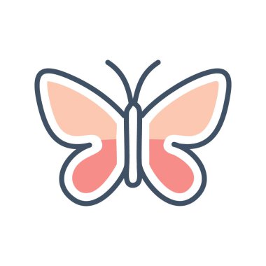Şirin kelebek ikonu. Basit, renkli kelebek grafiği. Bahar tasarımları için mükemmel.