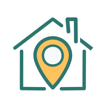 Ev lokasyonu. Ev konumu simgesi, sembolik özellik, adres, gayrimenkul.