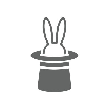 Rabbit in hat icon. Simple graphic design of a rabbit's ears in a top hat, symbolizing illusion and magic. clipart