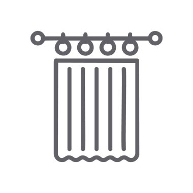 Duş perdesi simgesi. Bir çubukla duş perdesinin basit bir simgesi, temizliği ve mahremiyeti simgeliyor..