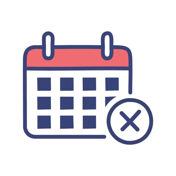 stock vector Calendar cancelled. Calendar icon with a cross mark, symbolizing cancellation or unavailability of the date.