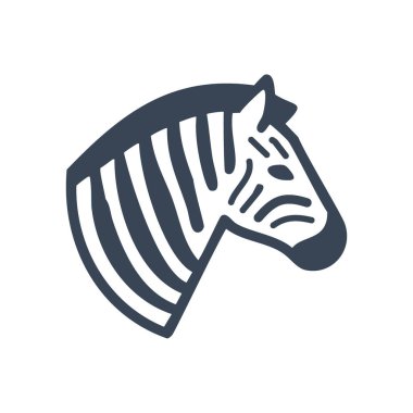 Zebra kafa ikonu. Basit bir siyah-beyaz zebra kafa ikonu. Logo, marka ya da tasarım projeleri için mükemmel..