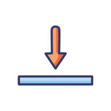 Simge indir. Aşağıya bakan renkli ok, indirmeyi simgeliyor.