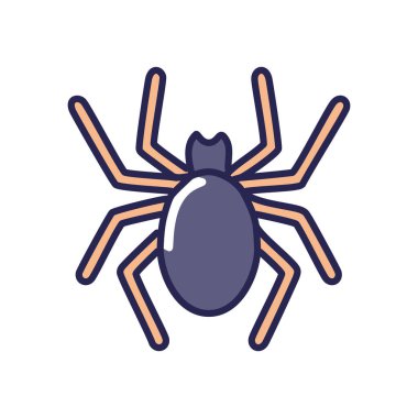 Çizgi film örümcek çizimi. Sekiz bacaklı renkli bir çizgi film örümceği, Cadılar Bayramı için mükemmel..