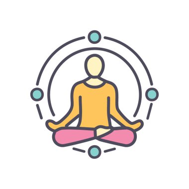 Meditasyon ve barış. Huzurlu bir insan meditasyon yapıyor, iç huzurunu ve huzurunu buluyor. Farkındalığın, rahatlığın ve ruhsal gelişimin sembolü..