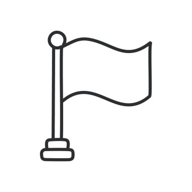 Bayrak sallama ikonu. Rüzgarda dalgalanan bayrağın basit çizgileri. Web sitesi ve uygulama tasarımı için ideal.