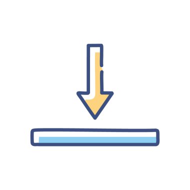 Simge indir. Aşağıya bakan sarı bir ok ile bir indirme ilerleme çubuğunu gösteren el çizimi simgesi, veri alma sürecini sembolize ediyor.