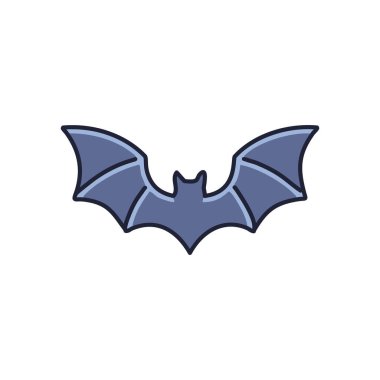 Uçan yarasa ikonu. Uçan bir yarasanın basit bir çizimi, Cadılar Bayramı tasarımları ve ürkütücü projeler için mükemmel.