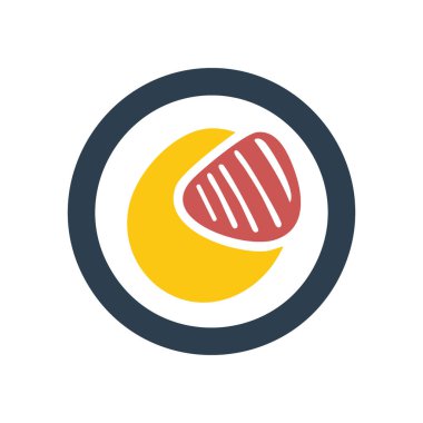 Biftek ve yumurta ikonu. Basit, renkli bir ikon tasarımı biftek ve yumurta. Menüler, markalar ve uygulamalar için mükemmel..