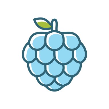 Yaban mersini ikonu. Mavi böğürtlen ikonu, çizgi film tarzı. Basit tasarım, taze, sağlıklı, olgun..