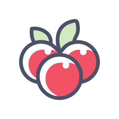 Kırmızı böğürtlen çizimi. Yeşil yapraklı üç kırmızı böğürtlenin çizgi film çizimi. Basit ve canlı tasarım gıda, doğa veya sağlıkla ilgili projeler için mükemmeldir..