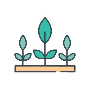 Bitki yetiştiriyorum. Gelişmeyi ve ilerlemeyi sembolize eden, farklı büyüme safhalarında üç bitki.