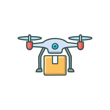 Drone teslimat paketi. Drone bir paket teslim ediyor. Modern teknoloji ve hızlı nakliye için otomatik dağıtım çözümleri.