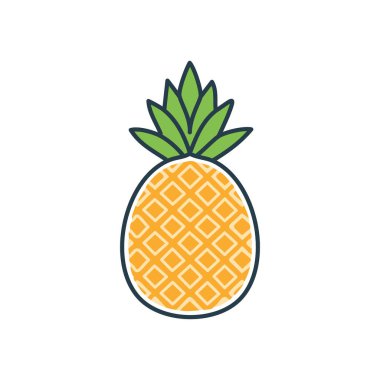 Tropik ananas. Yeşil bluzlu sarı meyve, yazı, tatili ve neşeyi simgeliyor..