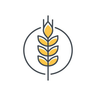 Buğday kulak ikonu. Çember içinde basit buğday ikonu, büyüme, hasat ve tarımı temsil eder.