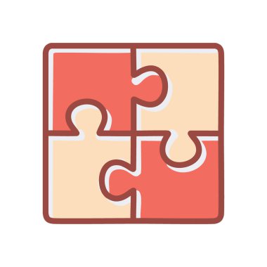 Dört yapboz parçası. Dört bulmaca mükemmel bir şekilde birbirine kenetlenmiş, birliği, işbirliğini ve paylaşılan başarıyı simgeliyor..