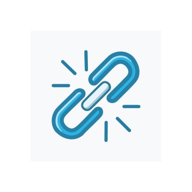 Kırık halka simgesi. Mavi zincir bağlantısı simgesi, bozuk, bağlantısız, kesintiyi, sorunu veya arızayı simgeliyor.