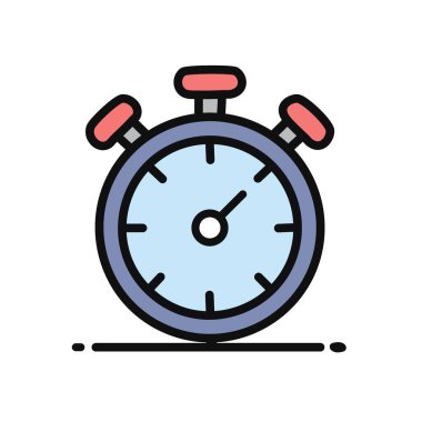 Kronometre simgesi. Çizgi film stili kronometre simgesi, zaman yönetimi, son teslim tarihi, verimlilik ve verimliliği simgeler.