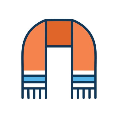 Sıcak kış eşarbı. Püsküllü renkli çizgili eşarp, soğuk aylarda ısınmak için mükemmel..