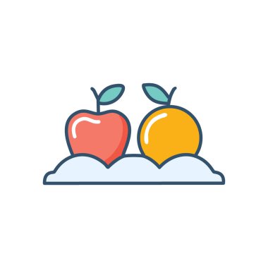 Elma ve portakal meyvesi. Beyaz arka planda kırmızı elma ve portakal meyvesi. Sağlıklı gıda ve beslenme kavramları için mükemmel..