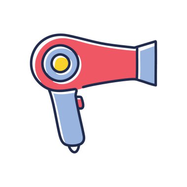 Saç kurutma makinesi ikonu. Kırmızı ve mavi saç kurutma makinesi simgesi, web ve mobil uygulama tasarımları için mükemmel.