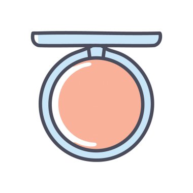 Küçük ayna simgesi. Kompakt ayna ikonu. Çanta taşımak için kapağı olan makyaj malzemesi. Güzellik ve moda çizimleri için mükemmel..