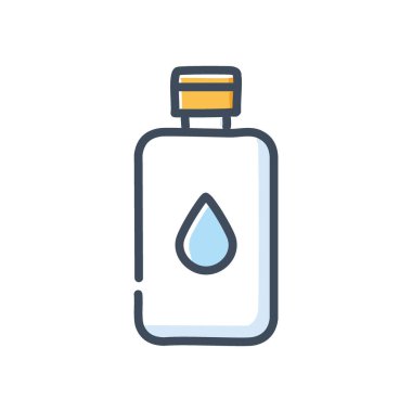 Su şişesi ikonu. Su şişesinin resmedilmiş ikonu. Susuzluk ve ferahlık için ideal. Sağlık, zindelik ve sağlıklı yaşam için mükemmel tasarımlar..