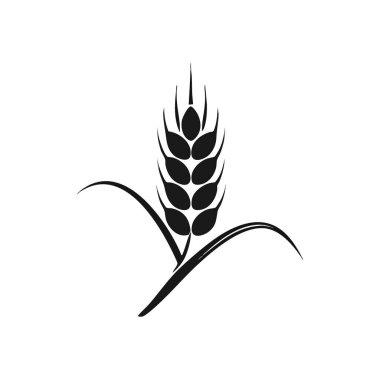 Zarif Buğday Tanesi Sembolü. Olgun bir tahıl sapının minimalist gri tonda amblemi, doğal ürünü, sağlıklı gıdayı ve sürdürülebilir çiftçiliği simgeliyor. Fırın, tarım veya organik temalar için ideal.