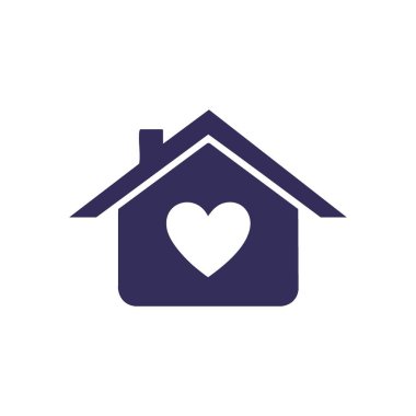 Ev Simgesini Sevmek. Bu grafikte içinde saf beyaz bir kalp olan rahat bir ev taslağı var. Aile sıcaklığı, barınma ve şefkat gibi kavramları temsil ediyor. Gayrimenkul ya da toplum için mükemmel.