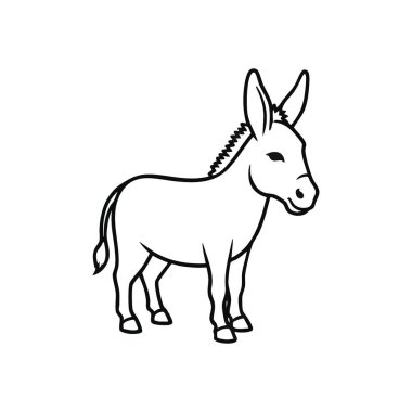 Şekillendirilmiş Eşek Silueti. Koyu arkaplanda minimalist eşek tasarımı. Çok yönlü bir resimde azim, dayanıklılık ve kırsal yaşamı simgeler..