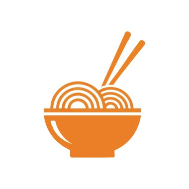 Klasik Asya Erişte Kasesi Grafiği. Lezzetli bir ramen yemeğinin stilize edilmiş tasviri. Bu koyu turuncu amblem, çeşitli mutfak kavramları için mükemmel, rahatlatıcı ve uygun bir deneyimi simgeliyor..