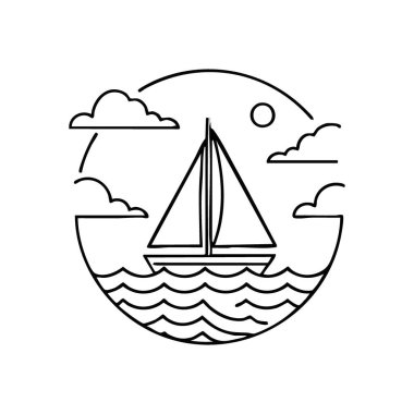 Denizde en az beyaz yelkenli. Bu zarif tek renkli grafik, sakin sularda gezinen, macerayı, özgürlüğü ve barışçıl keşifleri sembolize eden zarif bir yelkenliyi gösteriyor..