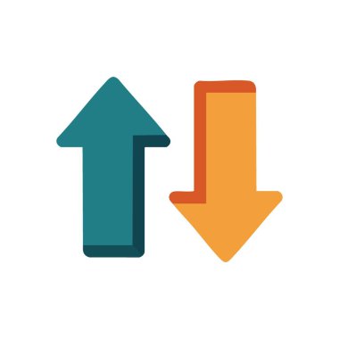 Dikey Yön Okları. Karşıt hareketi betimleyen grafiksel çizimler. Bu sembol veri akışını, sıralamayı, durum değişikliklerini veya bilgi alışverişini iletir.