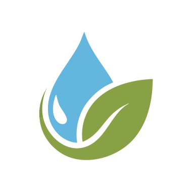 Saf su damlası Yeşil Yaprak 'ı besliyor. Canlı mavi bir boncuk zümrüt bir bitki parçasını sembolize eder, ekolojik dengeyi, taze suyu ve organik canlılığı simgeler. Çevre için ideal.