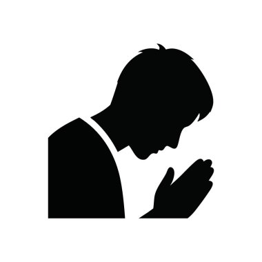 Resemn Prayer Silhouette. Derin düşüncelere dalmış, el pençe divan duran, ruhani bağlılığı somutlaştıran ya da sessiz iç gözlem yapan bir birey..