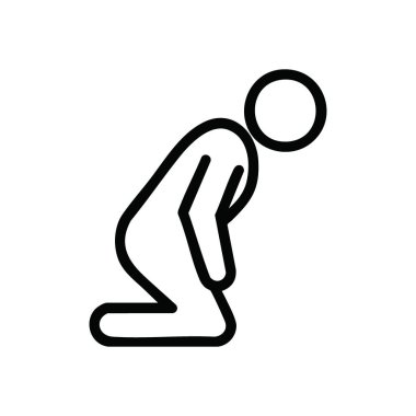 Mütevazı Düşünce Simgesi. Derin bir dua ya da derin bir yansıma içinde bir birey. Sadakati, teselliyi ya da saygıyı sembolize eder. Temiz, minimalist tasarım.