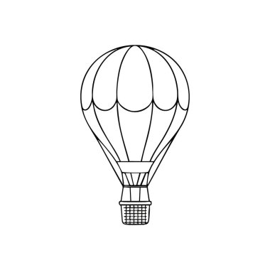 Sıcak Hava Balonu Silueti. Bir aerostatın zarif tek çizgi grafiği rüyaları, tutkuları ve maceralı yolculukları simgelemek için mükemmeldir. Basit ama çarpıcı bir tasarım..