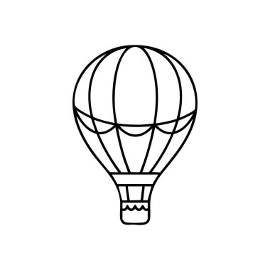 Minimalist Sıcak Hava Balon Simgesi. Temiz vektör amblemi görkemli bir zeplin gösteriyor. Seyahat, özgürlük ve keşif temaları için ideal. Arzuları, maceraları ve sınırların ötesindeki yükselişleri temsil eder..