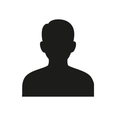 Genel Erkek Kullanıcı Profili Silueti. Bir bireyin soyut koyu çizgisi, ortak bir dijital yer tutucu ya da anonim hesap kimliğini temsil eder. Web tasarımı veya kullanıcı arayüzleri için ideal.