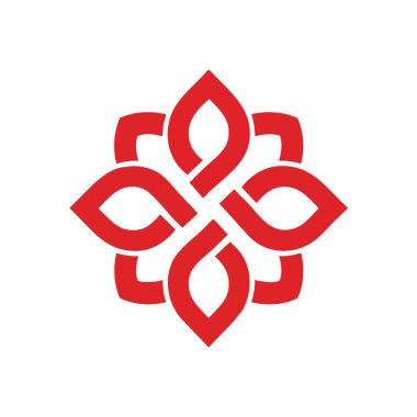 Kırmızı Soyut Karışık Geometrik Tasarım. Dinamik kırmızı soyut sembol karmaşık döngüler ve birliği gösteriyor. Bu zarif grafik sonsuzluğu ve sofistike akışı iletir.