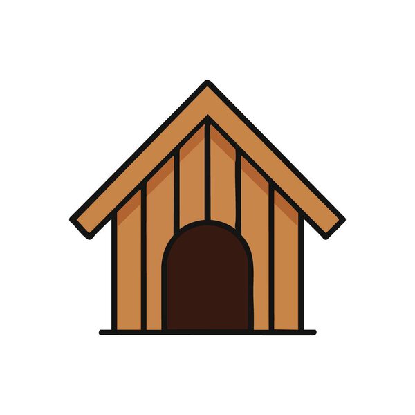 Икона "Дом для собак". Очаровательная декорация в минималистичном плоском дизайне. Эволюция понятий о комфорте, безопасности и домашней жизни для любимых собачьих товарищей.