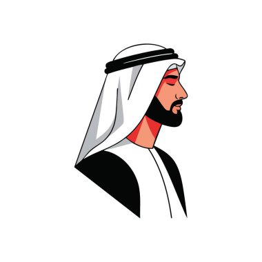 Serene Arab Man Portresi. Klasik giyinmiş Ortadoğulu bir beyefendinin tasviri. Barışı, kültürel mirası ve düşünmeyi sembolize eder..