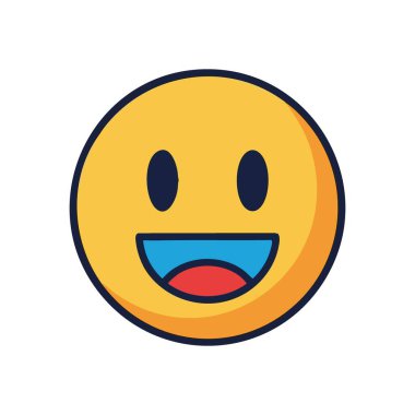 Mutlu Yüz Simgesi. Canlı sarı sırıtan bir sembol. Sevinç ve olumlu duygular taşıyor. Neşeli bir illüstrasyon. Neşeli duygular ve iyi mizahı dijital olarak iletmek için mükemmel..