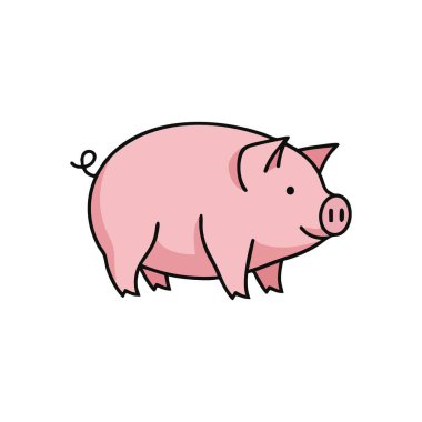 Neşeli Pembe Domuz Sanatı. Bu neşeli domuz yavrusu vektör grafiği hoş bir gülümsemeye sahip. Çiftlik hayatı, tarım veya finansal refah ve iyi kaderi yansıtan tasarımlar için idealdir..
